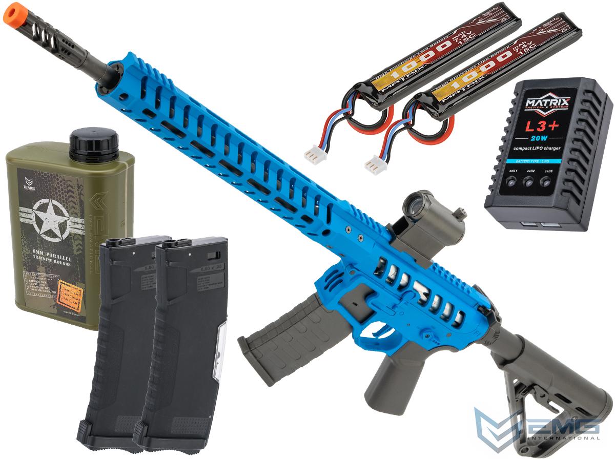 EMG F-1 Firearms UDR-15 AR15 2.0 eSilverEdge Full Metal Airsoft AEG Training Rifle (Model: EMG Blue / RS3 Stock 400 FPS / Tactical Package)