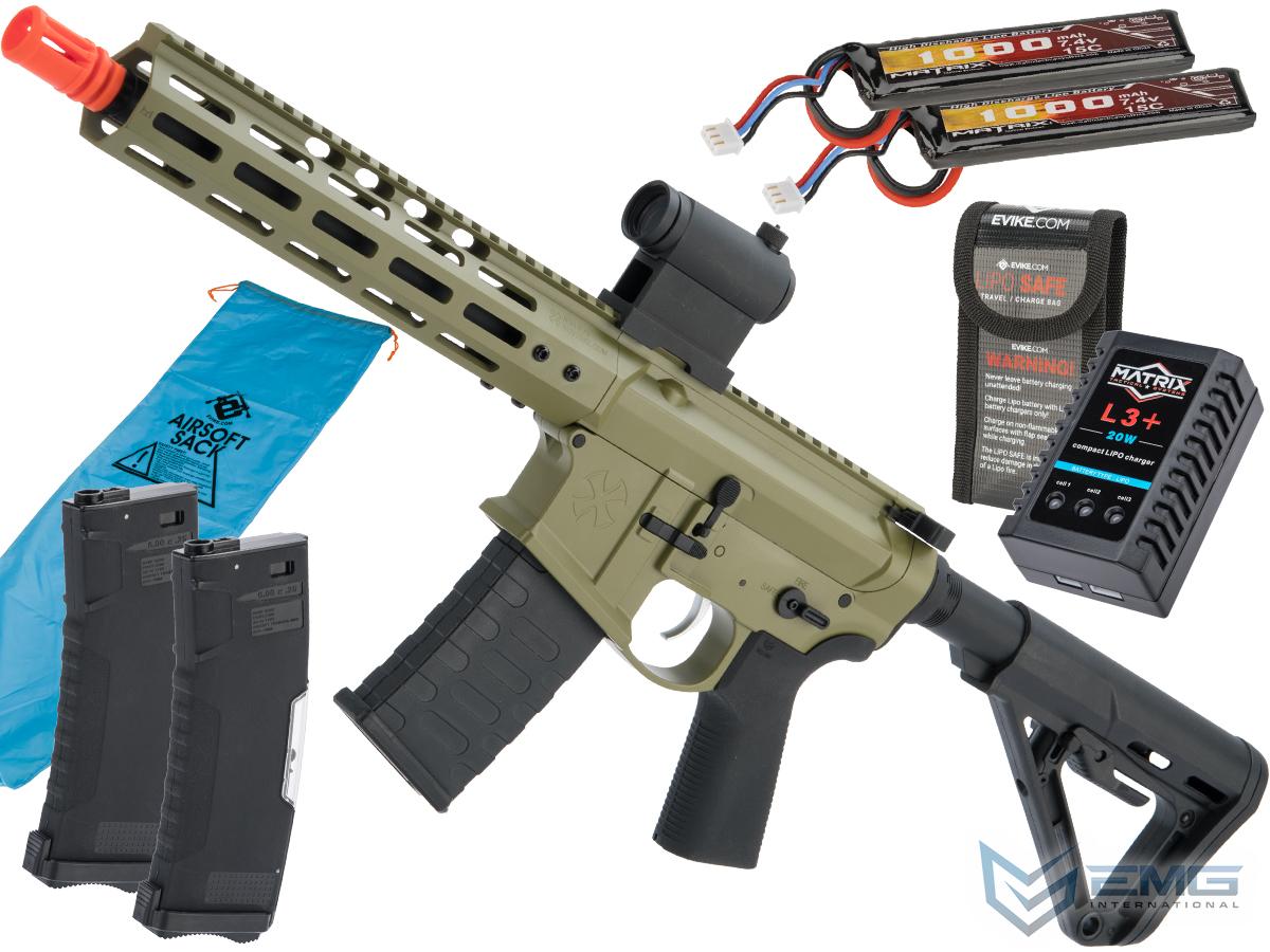 EMG NOVESKE Gen 4 w/ eSilverEdge SDU2.0 Gearbox Airsoft AEG Training Rifle (Model: Shorty / Bazooka Green / 350 FPS / Go Airsoft Package)