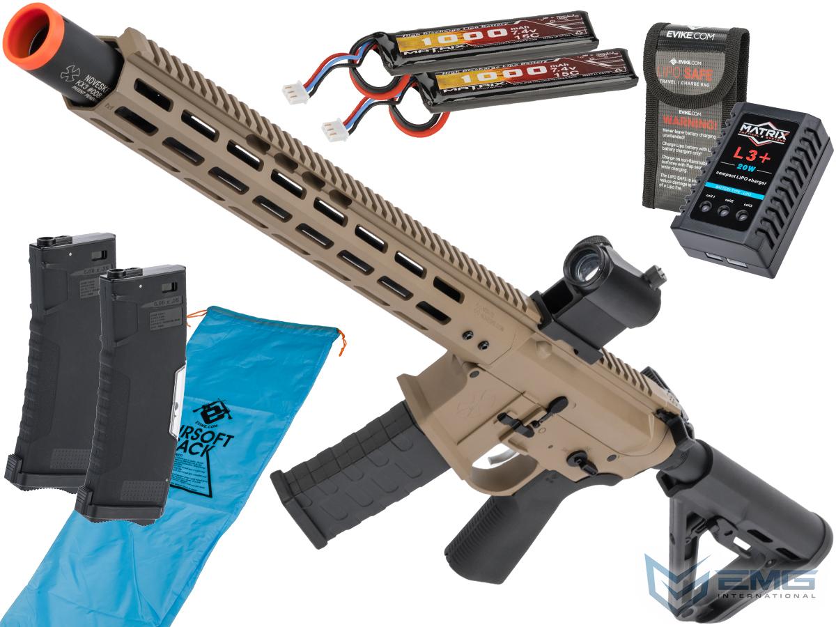 EMG NOVESKE Gen 4 w/ eSilverEdge SDU2.0 Gearbox Airsoft AEG Training Rifle (Model: Infidel / Flat Dark Earth / Go Airsoft Package)