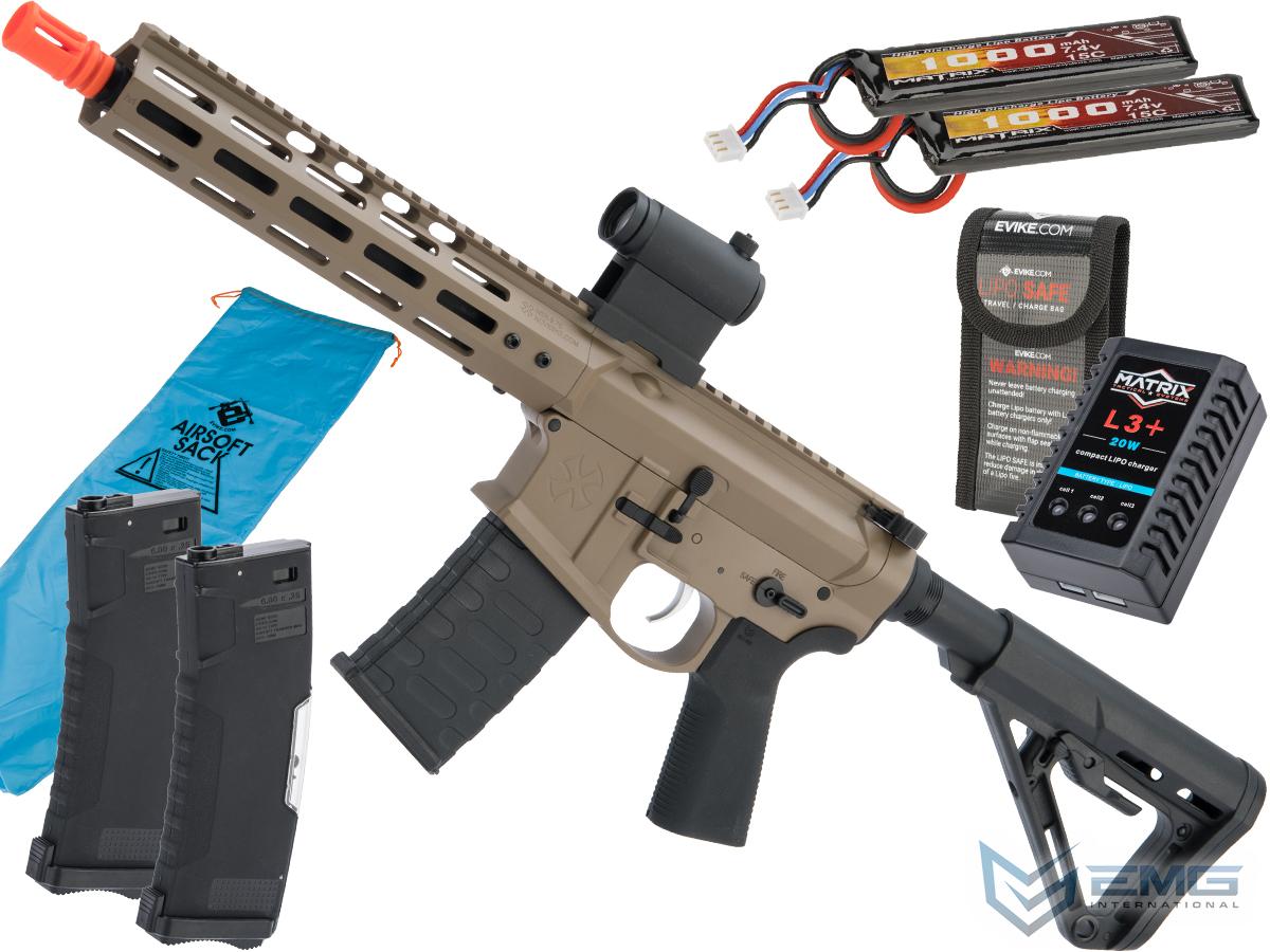 EMG NOVESKE Gen 4 w/ eSilverEdge SDU2.0 Gearbox Airsoft AEG Training Rifle (Model: Shorty / Flat Dark Earth / 350 FPS / Go Airsoft Package)