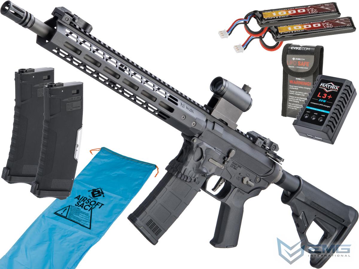 EMG Helios / Sharps Bros Jack Licensed Polymer Receiver M4 Airsoft AEG Rifle (Model: Black / 15 Carbine / Go Airsoft Package)