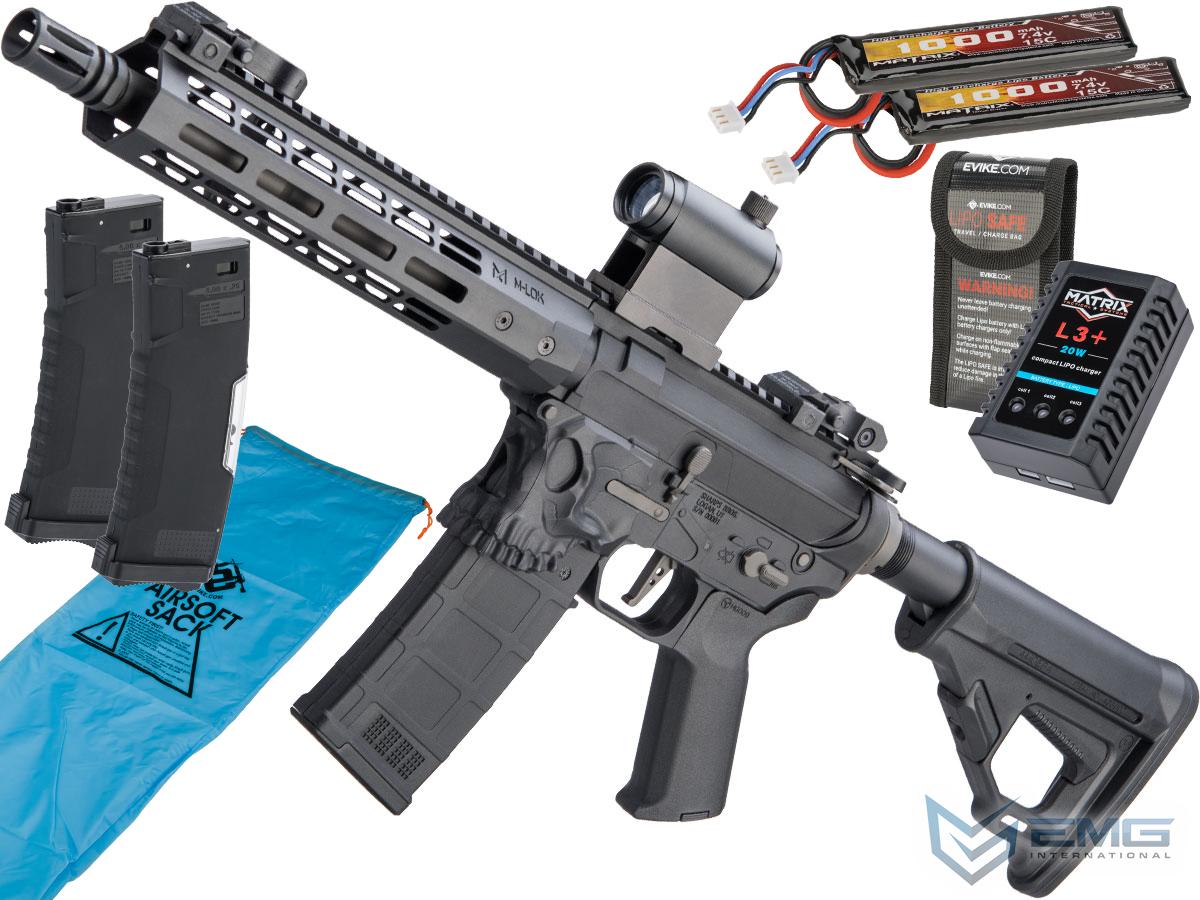 EMG Helios / Sharps Bros Jack Licensed Polymer Receiver M4 Airsoft AEG Rifle (Model: Black / 10 SBR / Go Airsoft Package)