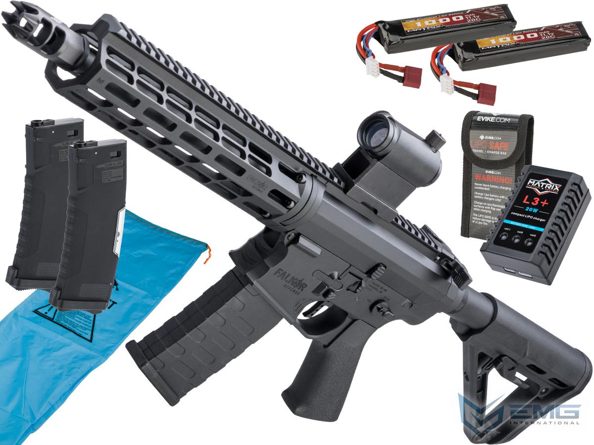 EMG Falkor Phantom AR-15  w/ eSilverEdge Gearbox M4 Airsoft AEG (Color: Black / RS-3 Stock - 350FPS / Go Airsoft Package)