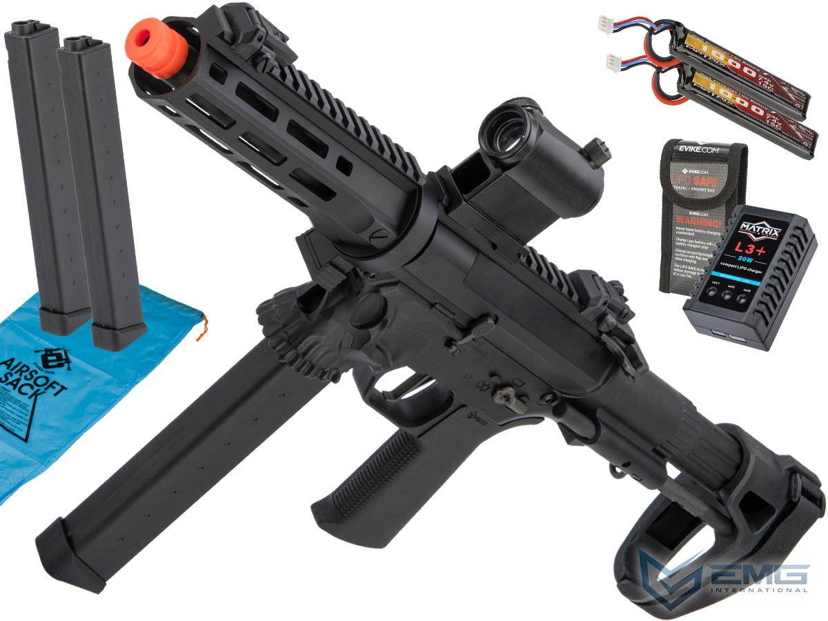 EMG / Sharps Bros Licensed Jack9 Metal Receiver Advanced EFCS Pistol Caliber Carbine Airsoft AEG (Model: M-LOK SBR / Black / Go Airsoft Package)