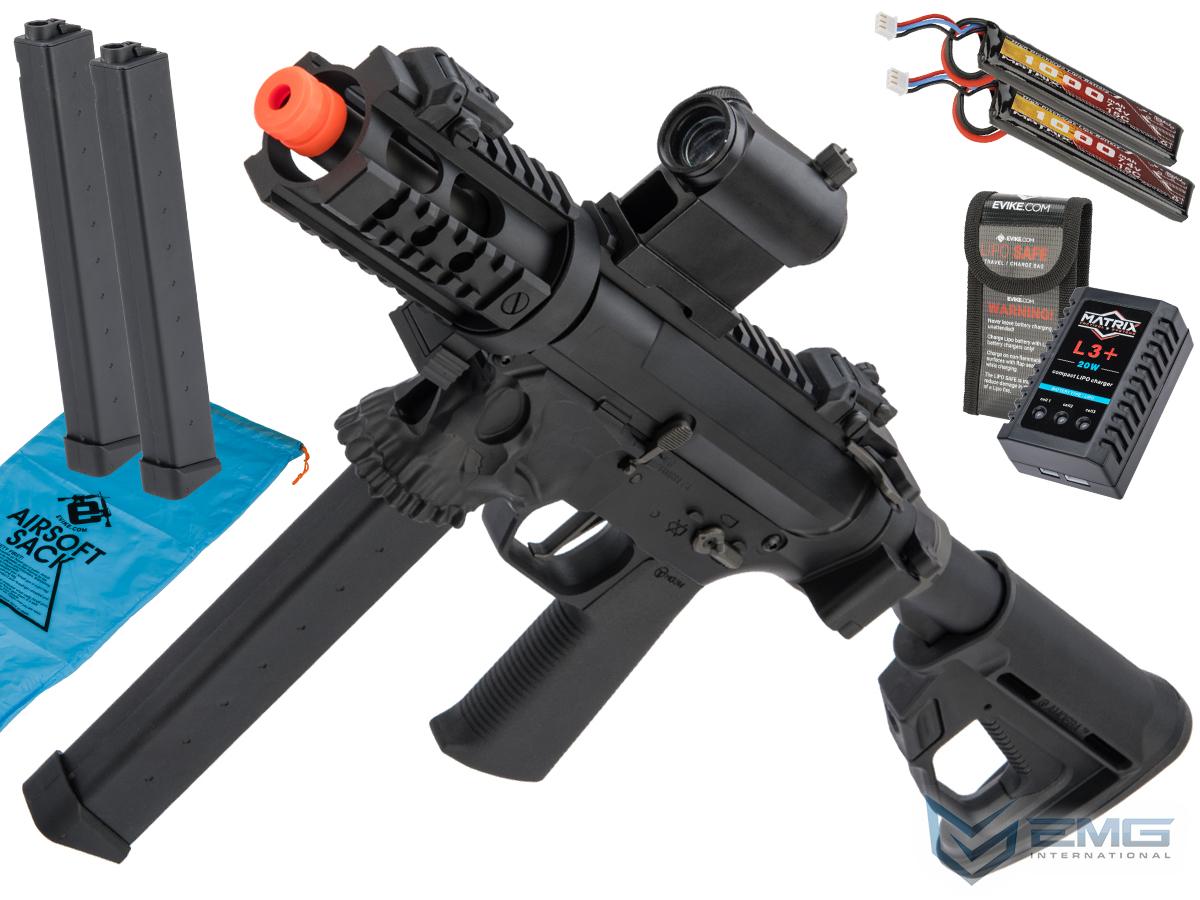 EMG / Sharps Bros Licensed Jack9 Metal Receiver Advanced EFCS Pistol Caliber Carbine Airsoft AEG (Model: Picatinny PDW / Black / Go Airsoft Package)