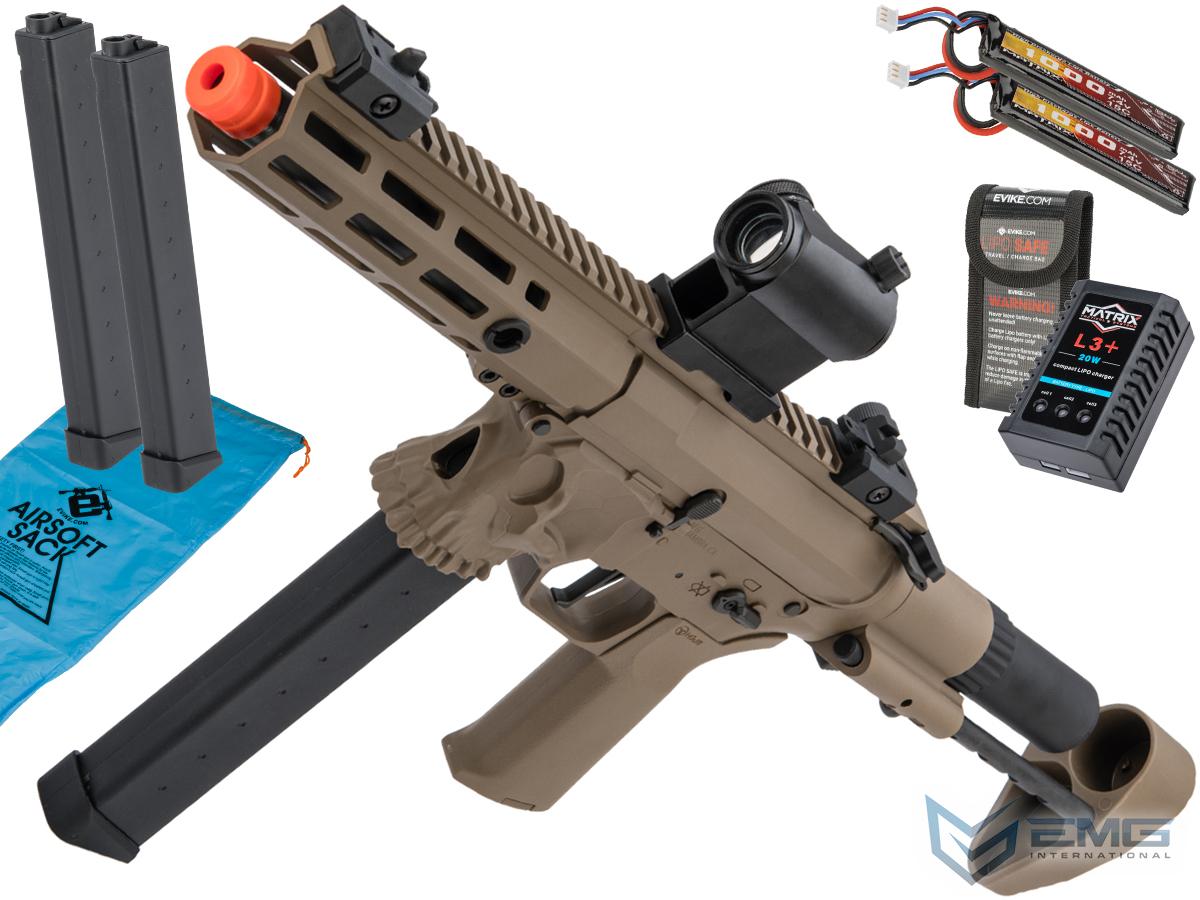 EMG Helios / Sharps Bros Licensed Jack9 Polymer Receiver Pistol Caliber Carbine Airsoft AEG (Model: M-LOK / SBR / Dark Earth / Go Airsoft Package)