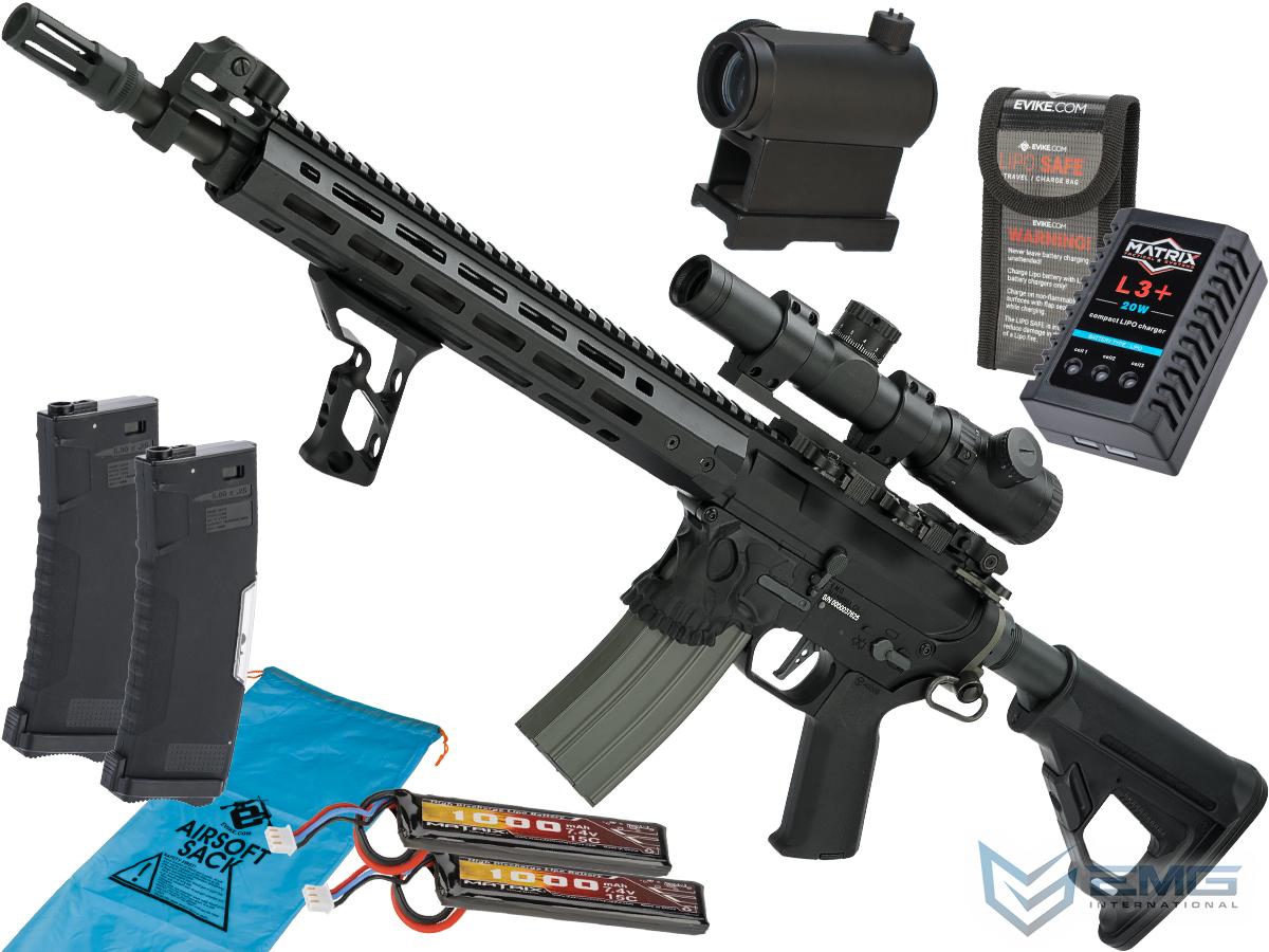 EMG / Sharps Bros Jack Licensed Full Metal Advanced M4 Airsoft AEG Rifle (Color: Black / 15 Carbine / Go Airsoft Package)