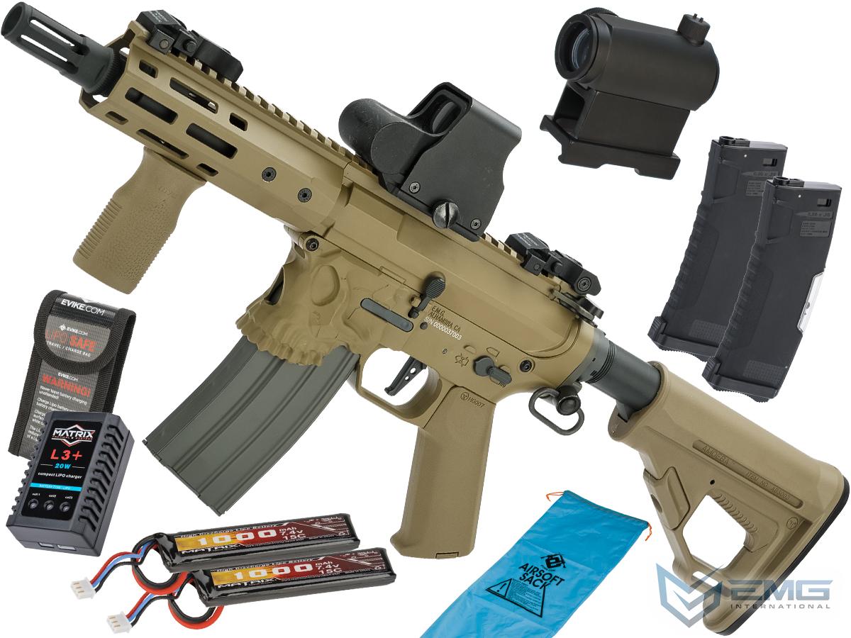 EMG / Sharps Bros Jack Licensed Full Metal Advanced M4 Airsoft AEG Rifle (Color: Tan / 7 SBR / Go Airsoft Package)