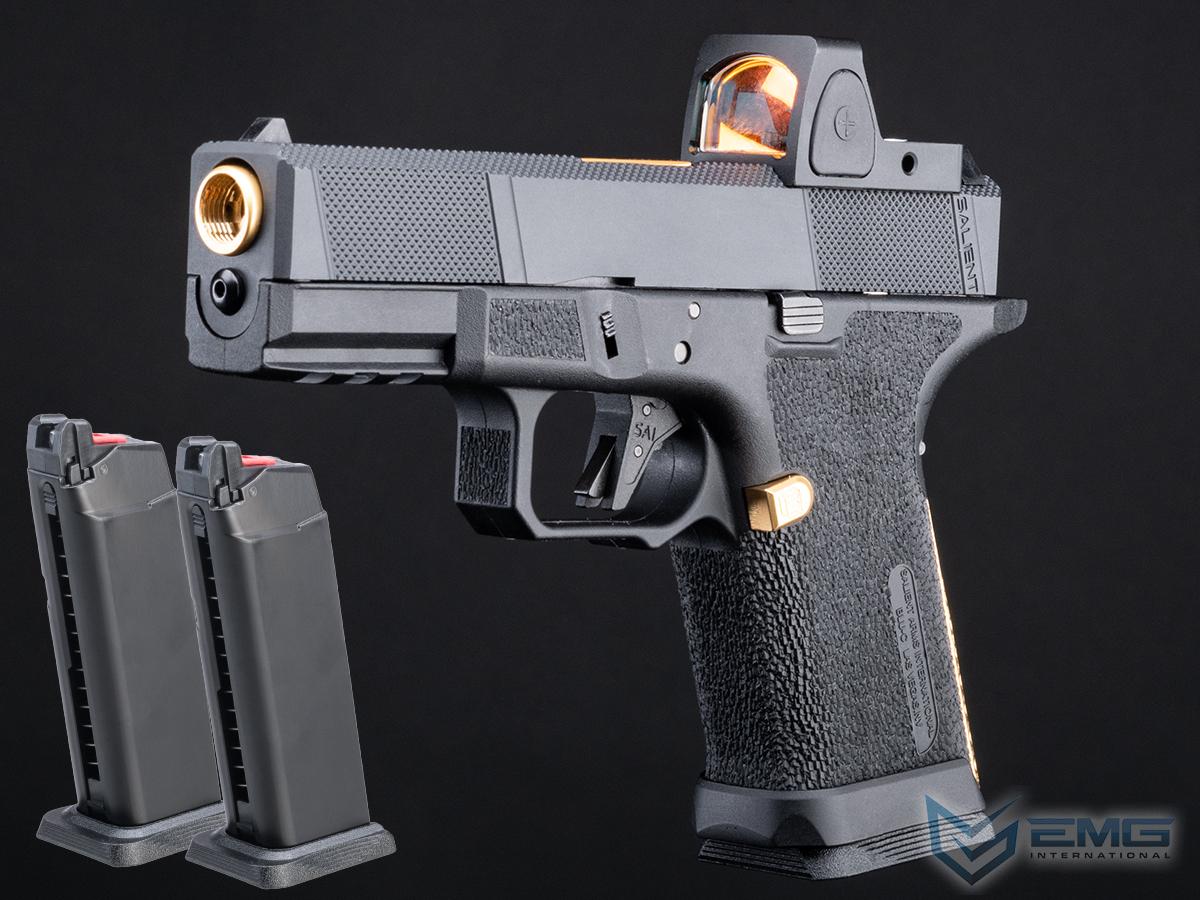 EMG SAI BLU Compact w/ EMG Tier One Utility RMR-Cut Slide GBB Airsoft Pistol (Color: Gold / Competition Package)