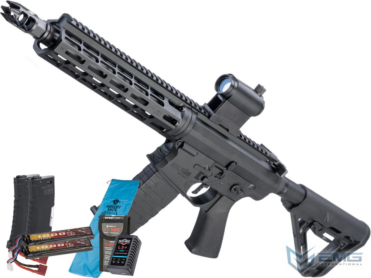 EMG Falkor Phantom AR-15 w/ Double-Jacketed Barrel & eSilverEdge Gearbox M4 Airsoft AEG (Color: Black Barrel / RS-3 Stock / Go Airsoft Package)