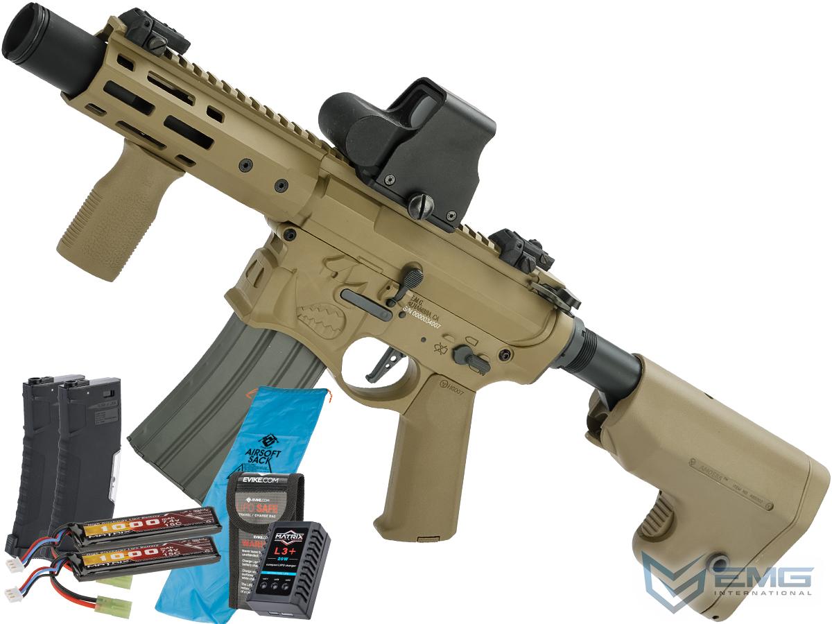 EMG / Sharps Bros Warthog Licensed Full Metal Advanced  Airsoft AEG Rifle (Color: Tan / 7 SBR / Go Airsoft Package)
