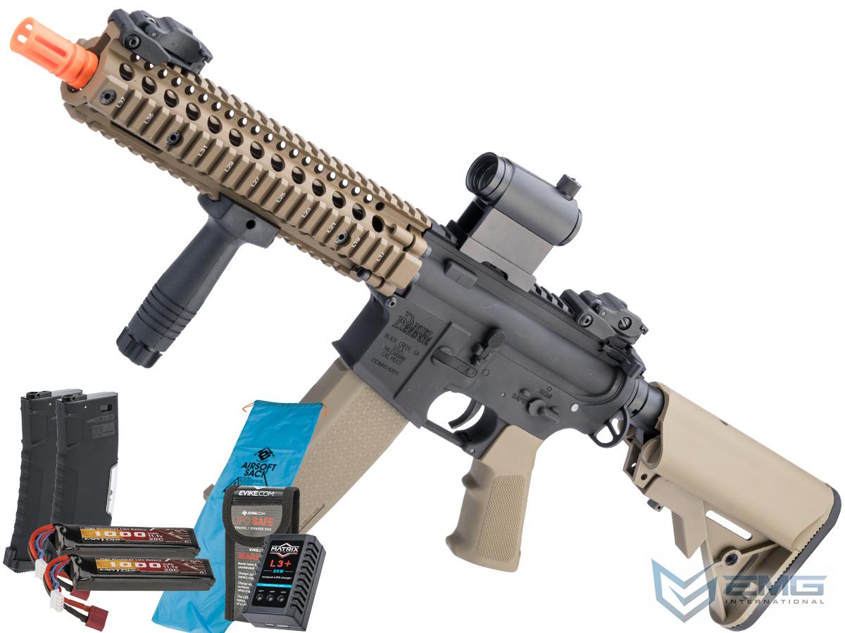 EMG Helios Daniel Defense Licensed MK18 Airsoft AEG Rifle by Specna Arms (Model: EDGE Series / Black & Tan / Go Airsoft Package)