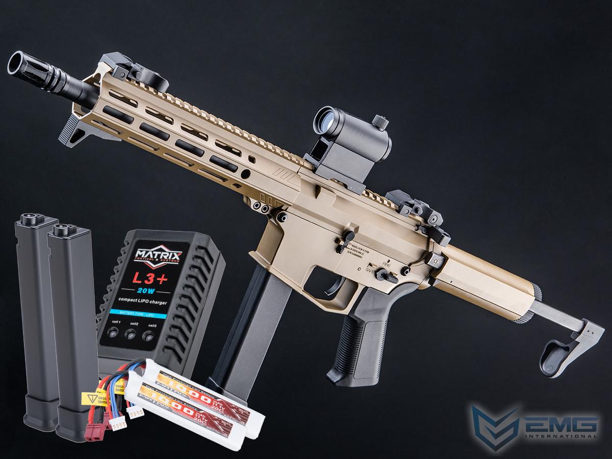 EMG Helios Angstadt Arms UDP-9 Pistol Caliber Carbine G3 AEG (Color: Tan / 10.5 / Go Airsoft Package)