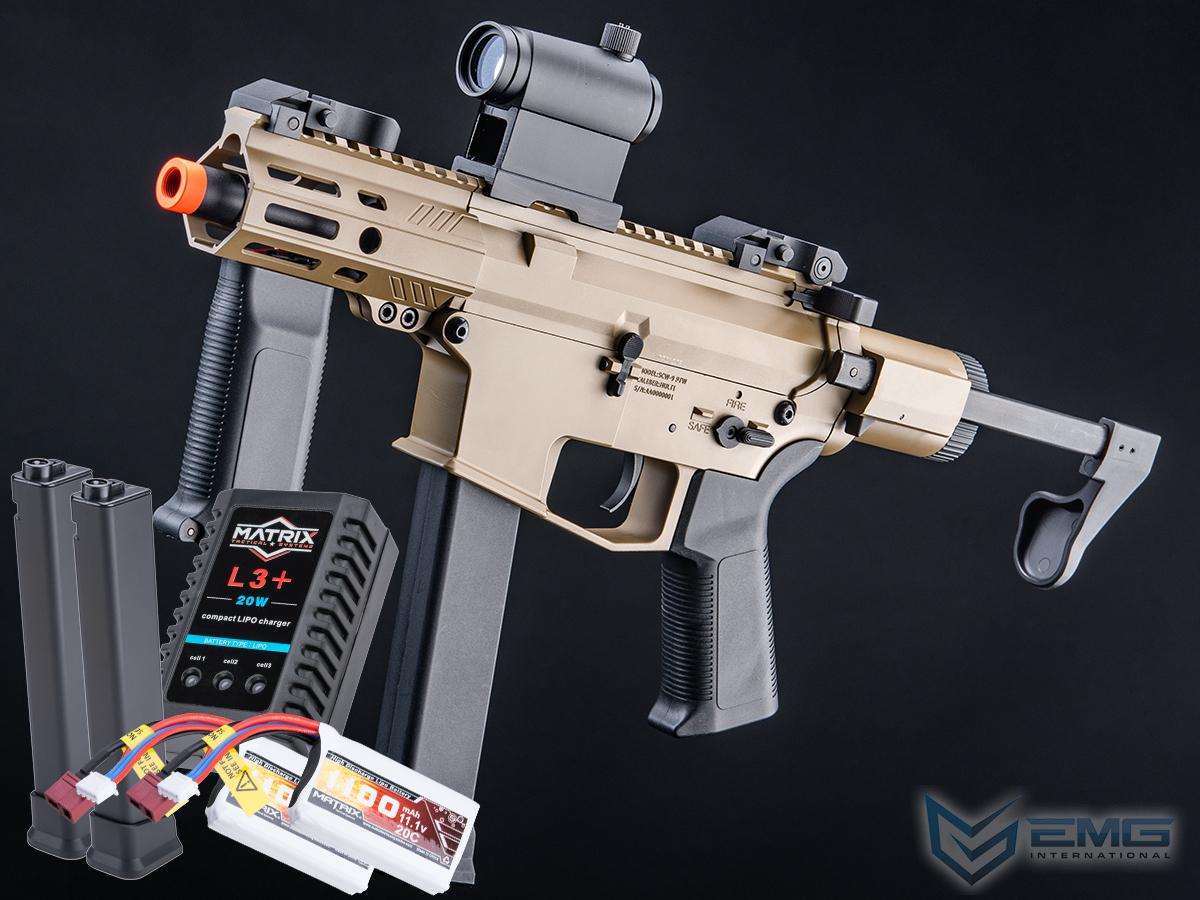 EMG Helios Angstadt Arms SCW-9 Pistol Caliber Carbine G3 AEG (Color: Tan / Go Airsoft Package)