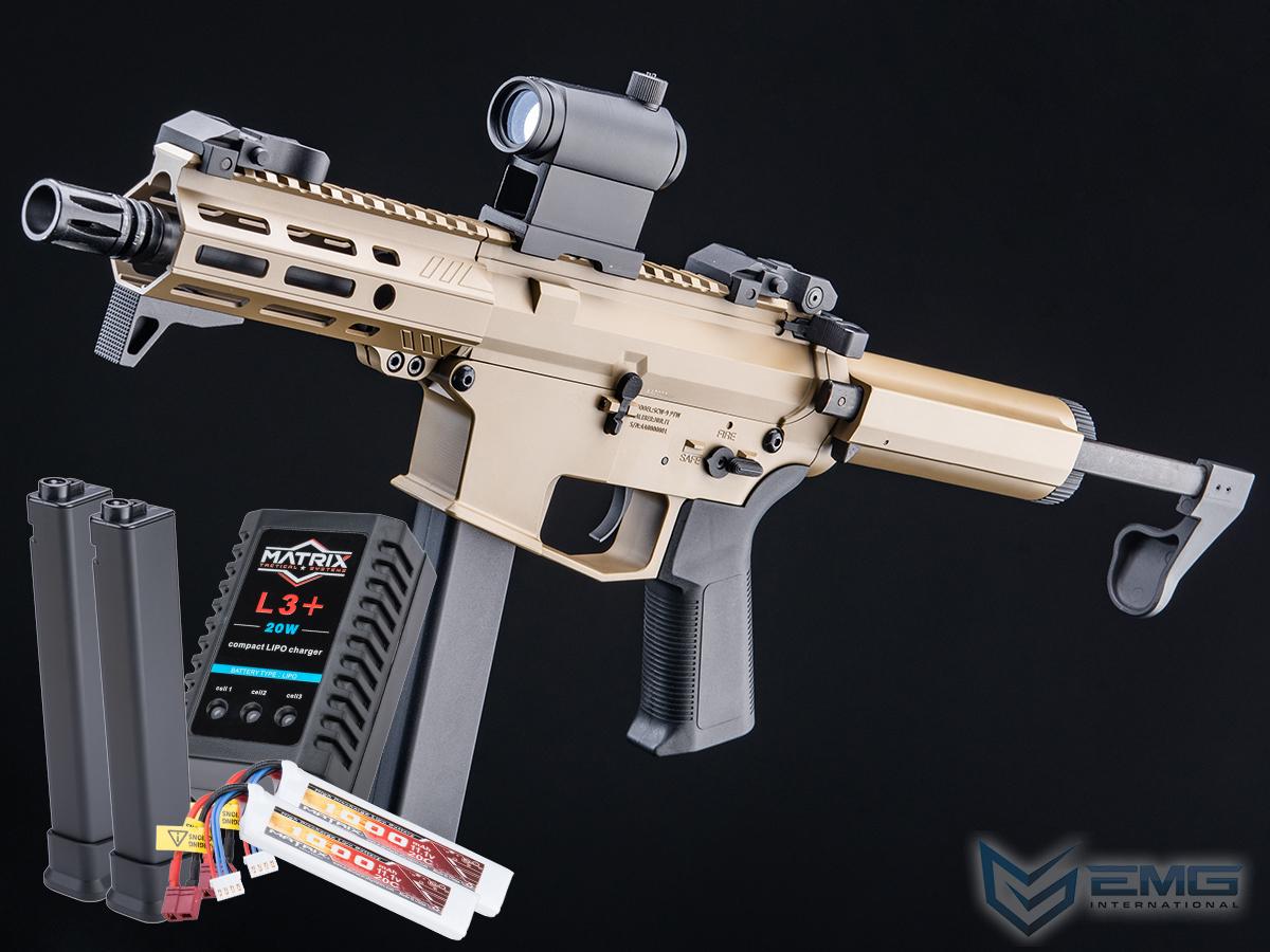 EMG Helios Angstadt Arms UDP-9 Pistol Caliber Carbine G3 AEG (Color: Tan / 6 / Go Airsoft Package)