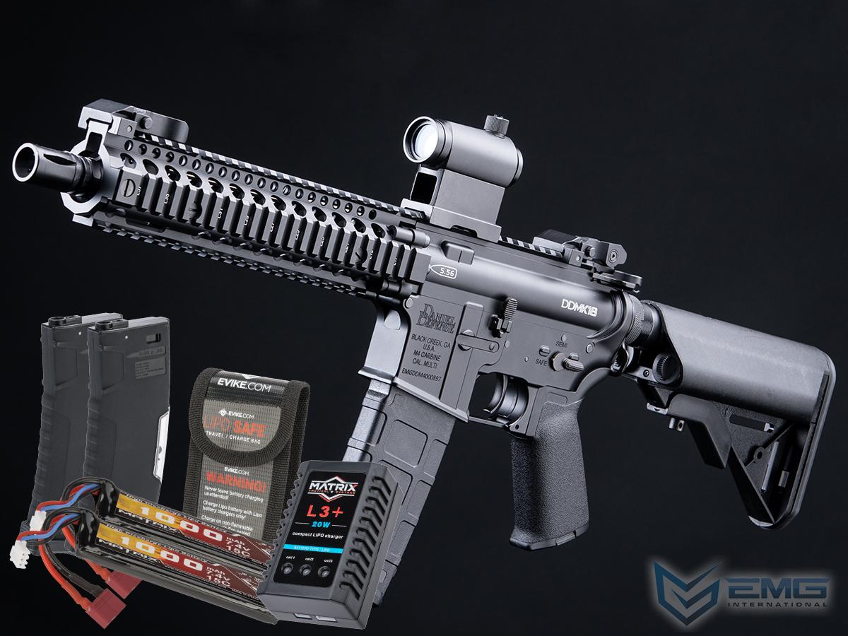 EMG Daniel Defense Licensed DDM4 Airsoft AEG Rifle w/ CYMA Platinum QBS Gearbox (Model: DDMK18 / 350 FPS / Black / Go Airsoft Package)