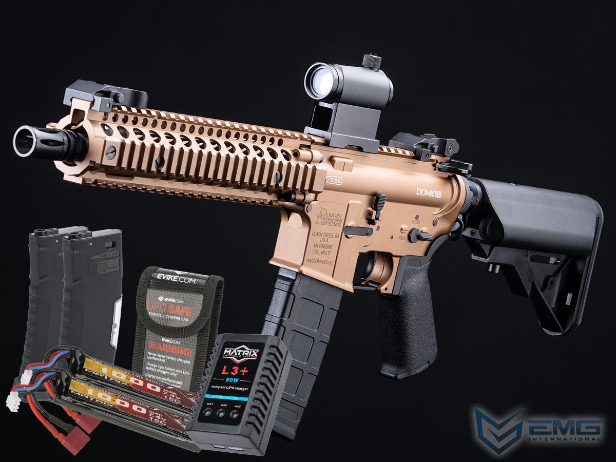 EMG Daniel Defense Licensed DDM4 Airsoft AEG Rifle w/ CYMA Platinum QBS Gearbox (Model: DDMK18 / 400 FPS / Dark Earth / Go Airsoft Package)