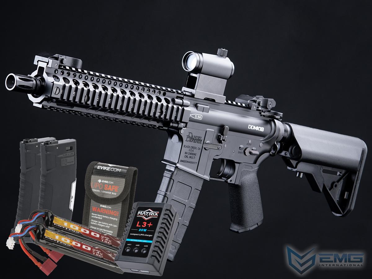 EMG Daniel Defense Licensed DDM4 Airsoft AEG Rifle w/ CYMA Platinum QBS Gearbox (Model: DDMK18 / 400 FPS / Black / Go Airsoft Package)