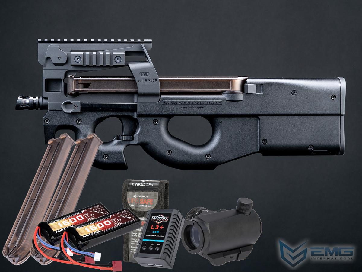 EMG / KRYTAC FN Herstal P90 Airsoft AEG Training Rifle Licensed by Cybergun (Model: 350 FPS / Go Airsoft Package)