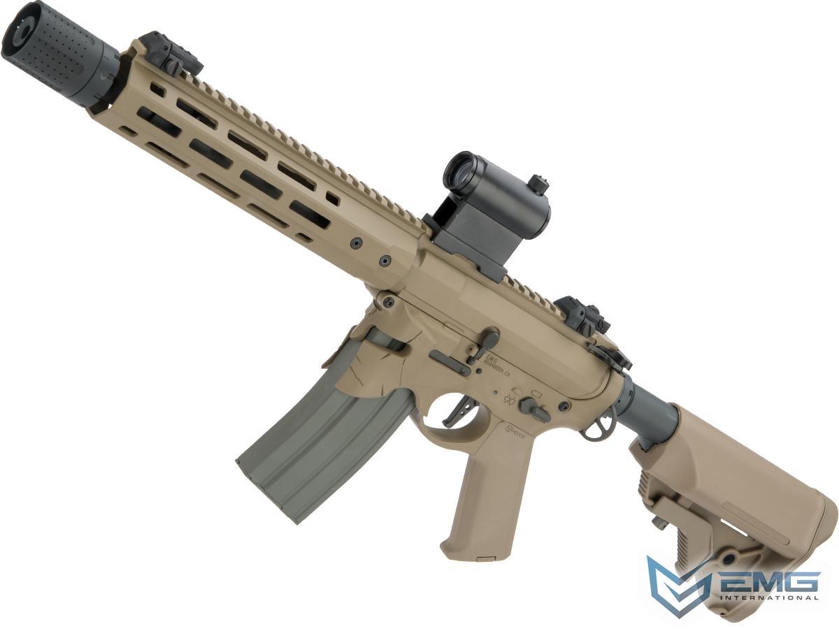 EMG / Sharps Bros Overthrow Licensed Advanced M4 Airsoft AEG Training Rifle w/ Slim Motor Grip (Color: Dark Earth / 12 SBR)