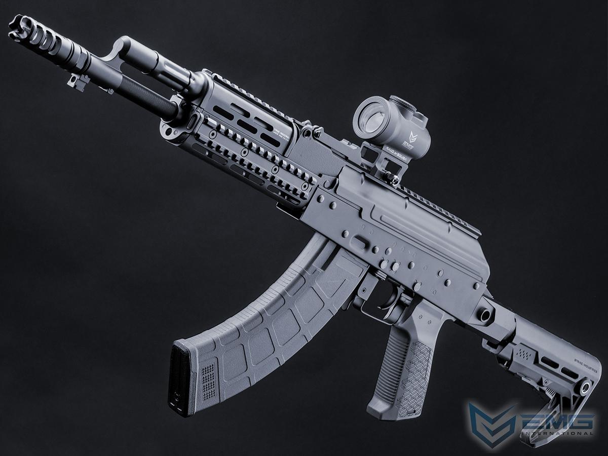 EMG Strike Industries TRAX AK74 Stamped Steel Airsoft AEG Rifle w/ Buffer Tube Stock (Model: Carbine / Black)