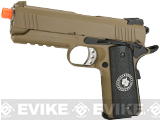 Evike.com Nostradamus Custom 1911 4.3 Desert Warrior Gas Blowback Airsoft Pistol with Angel Custom Tac-Glove Grips (Sign: Gemini)