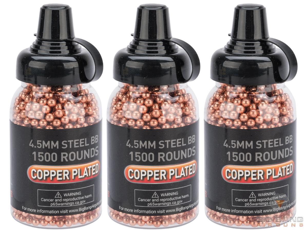 Big Bang Airgun 4.5mm / .177 cal Steel BB - Bottle (Type: Copper Plated / 1500rd - 3 Pack)