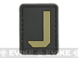 Evike.com PVC Hook and Loop Letters & Numbers Patch Black/Tan (Letter: J)