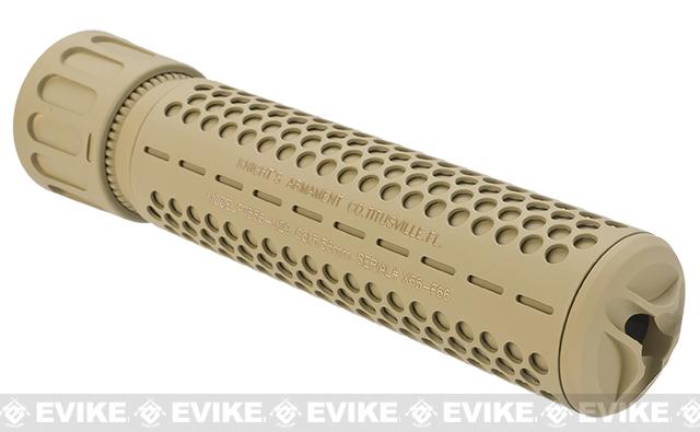 Knights Armament KAC Airsoft 556 QDC Mock Silencer w/ 3 Prong Flash Hider (Model: Tan / Full Size / CCW)