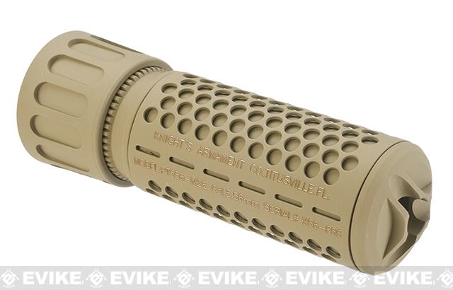 Knights Armament KAC Airsoft 556 QDC Mock Silencer w/ 3 Prong Flash Hider (Model: Tan / CQB / CCW)