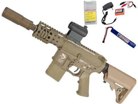 G&P Golf Ball Texture M4 PDW Airsoft AEG Rifle  (Package: Dark Earth / Add Battery + Charger)