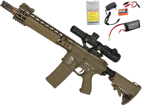 G&P FRS Keymod M4 Carbine Airsoft Electric Recoil AEG Rifle  (Package: Dark Earth / Add Battery + Charger)