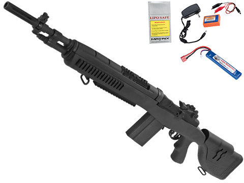 G&P M14 DMR Recon Advanced Airsoft AEG Sniper Rifle  (Package: Black / Add Battery + Charger)