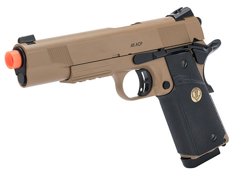 Spartan Full Metal STS-7 1911 MEU Gas Blowback Airsoft Pistol by KJW - Tan