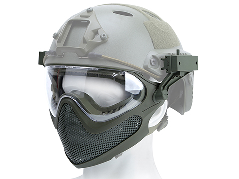 6mmProShop Pilot Face Mask w/ Steel Mesh Lower Face Protection (Color: OD Green)