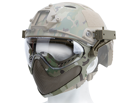 6mmProShop Pilot Face Mask w/ Steel Mesh Lower Face Protection (Color: Multicam)