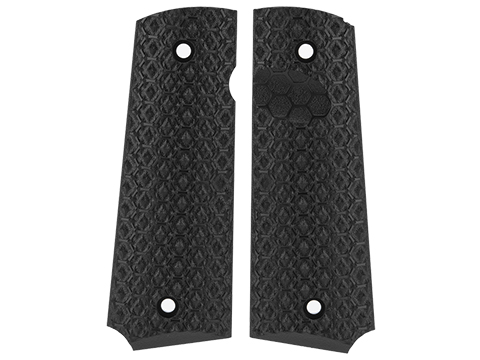 AW Custom Grip Panel Set for 1911 Series Airsoft GBB Pistols (Style: Black / Hex Texture)