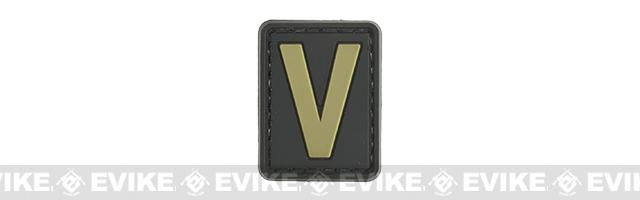 Evike.com PVC Hook and Loop Letters & Numbers Patch Black/Tan (Letter: V)