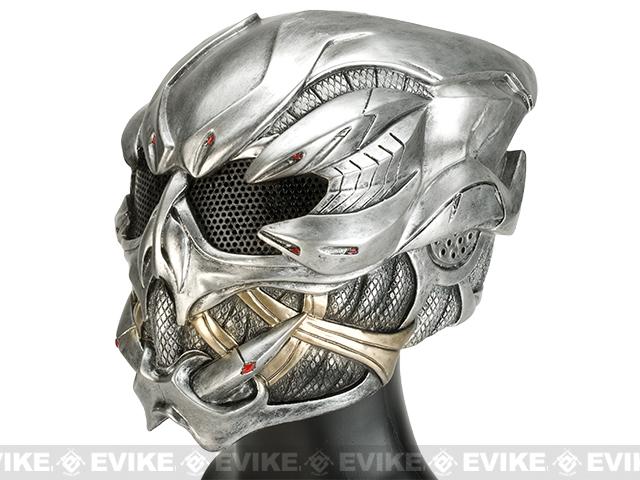 Evike.com R-Custom Fiberglass  Crysis Gunner Half Face Mask (Color: Silver / Mesh Lens)