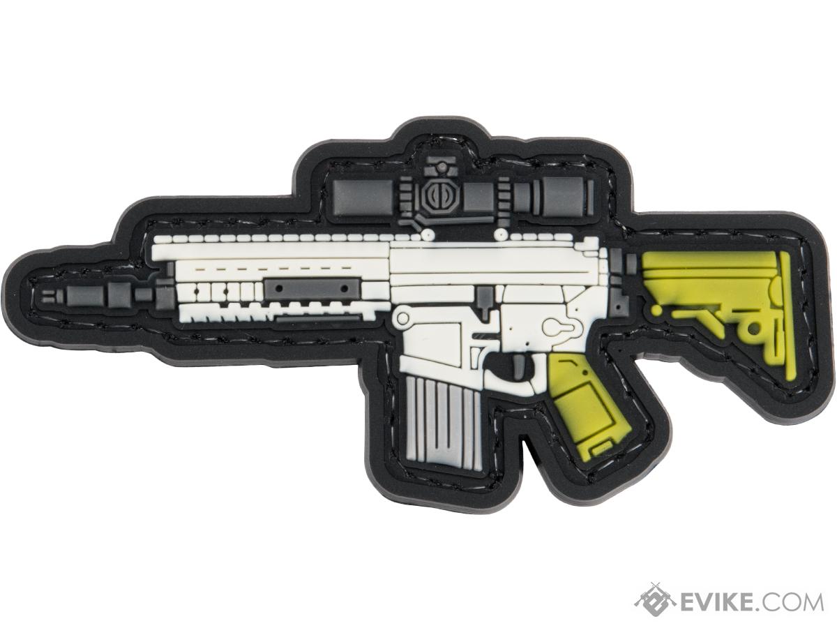 Evike.com PVC Morale Patch Mini Gun Series (Model: SR-25 ECC / Tan)
