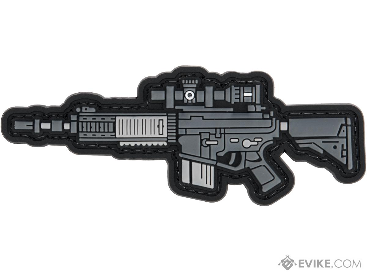Evike.com PVC Morale Patch Mini Gun Series (Model: SR25K / Black)