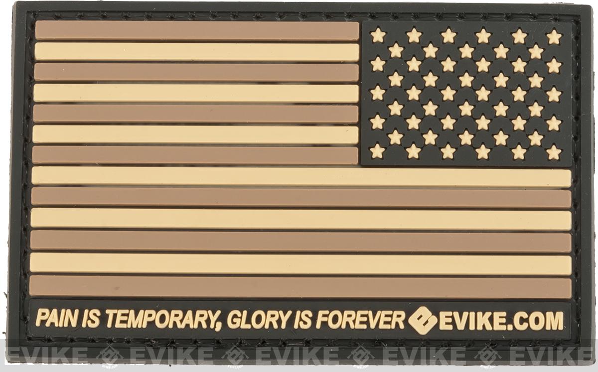 Evike.com US Flag PVC Hook and Loop Patch (Color: Tan / Reverse)