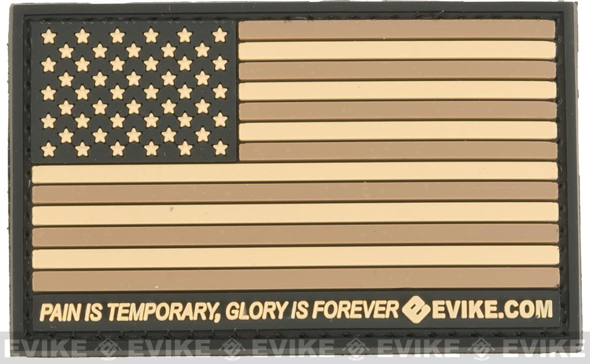 Evike.com US Flag PVC Hook and Loop Patch (Color: Tan / Regular)