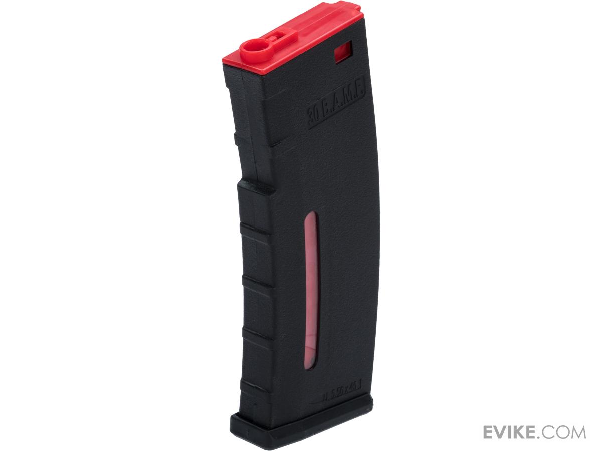 Evike.com BAMF 190rd Polymer Mid-Cap Magazine for M4 / M16 Series Airsoft AEG Rifles (Color: Black w/ Red / Single Magazine)