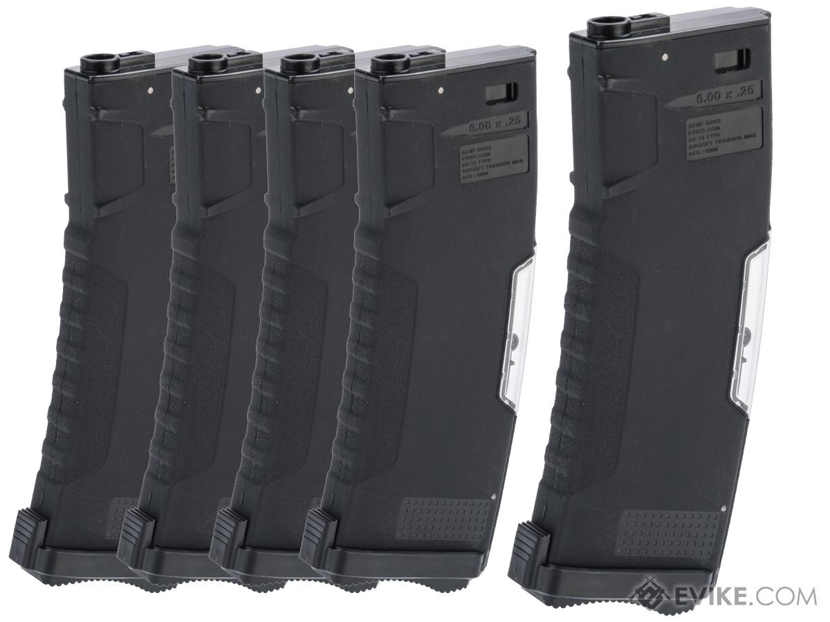 Evike.com BAMF GEN2 Polymer 190rd Mid-Cap Magazine for M4 Series Airsoft AEG Rifles (Model: Black / 5 Pack)