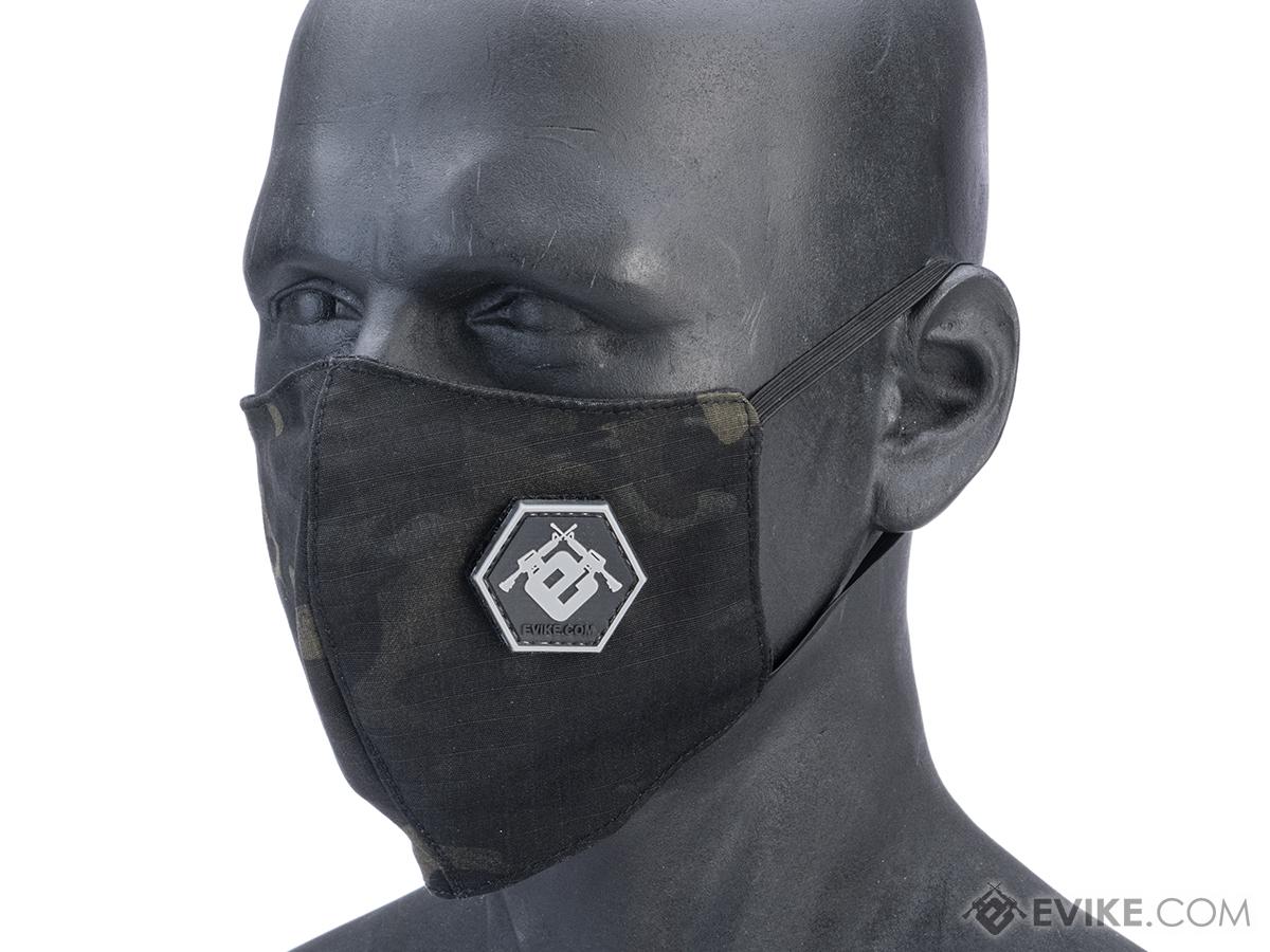 Evike.com Reusable Ripstop Face Mask w/ Hook-and-Loop Hex Patch Panel (Color: Multicam Black)