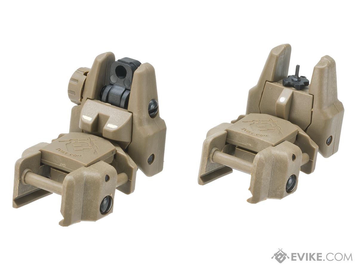 Dual-Profile Rhino Flip-up Rifle / SMG Sights by Evike - Front & Rear (Color: Dark Earth)