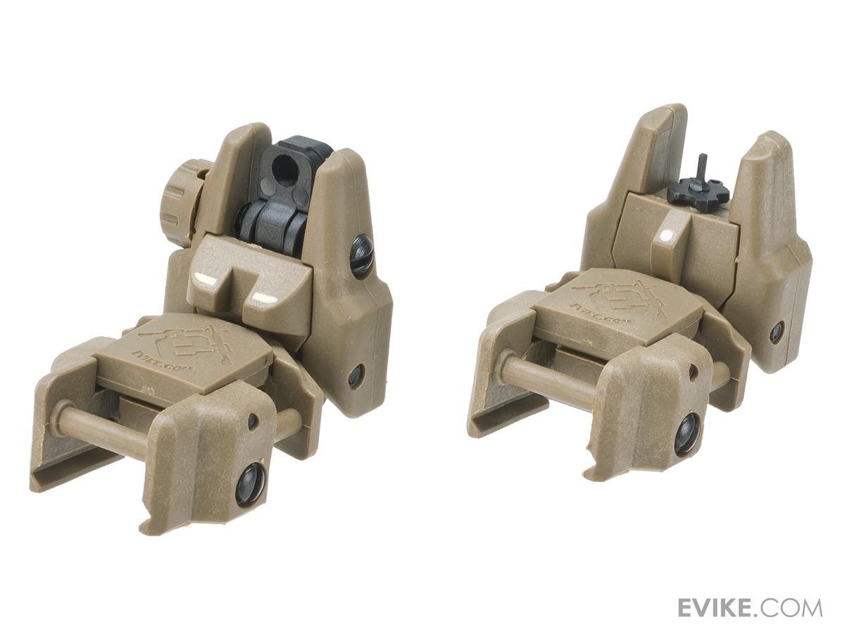 Dual-Profile Rhino Flip-up Rifle / SMG Sights by Evike - Front & Rear (Color: Dark Earth)