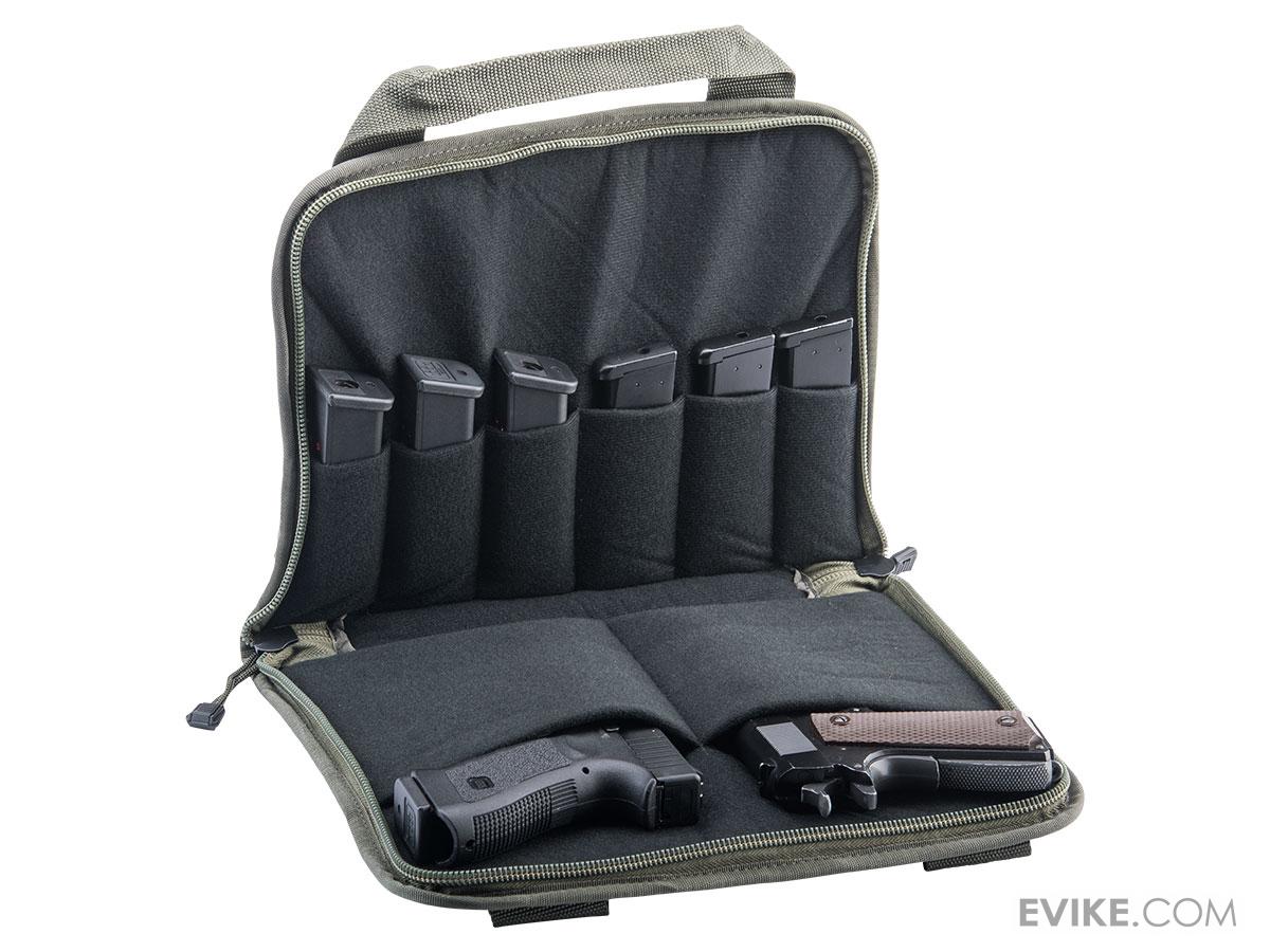 12"x14" Padded Double Pistol Handgun Carrying Case (Color OD