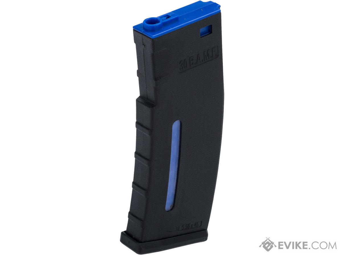 Evike.com BAMF 190rd Polymer Mid-Cap Magazine for M4 / M16 Series Airsoft AEG Rifles (Color: Black w/ Blue / Single Magazine)